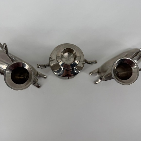 Set of 3 Silver Metal Reindeer & Snowman Candle Holders Modern Christmas Decor - Picture 10 of 13